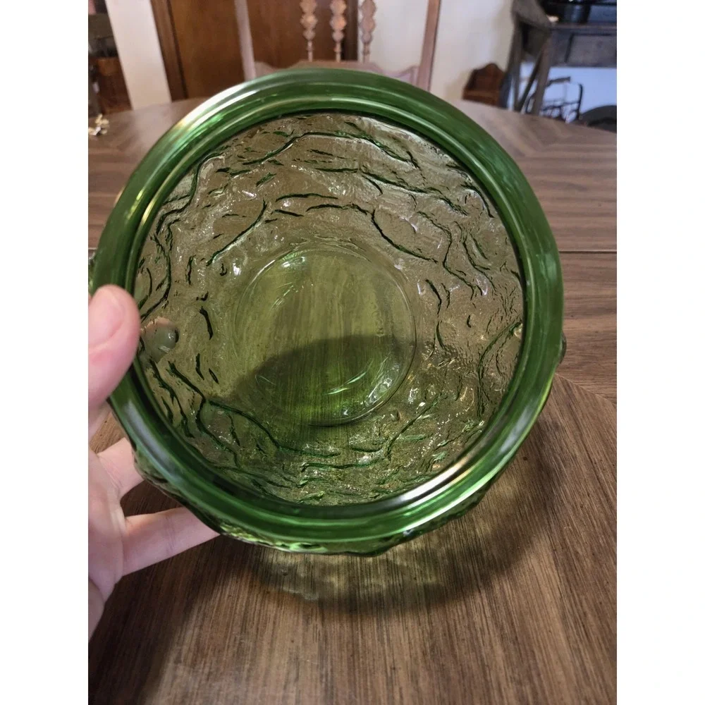 EO Brody Co. emerald green crinkle glass vase or planter Vintage